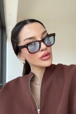 REN EYEWEAR WAYF LEOPAR ÇAPRAZ KESİM MAVİ CAM GÜNEŞ GÖZLÜĞÜ  / Ren Eyewear