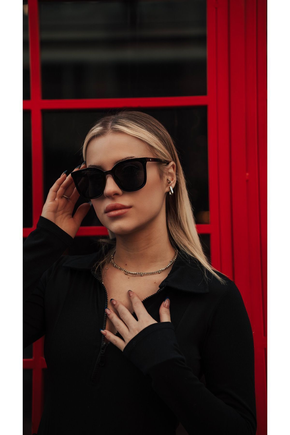 Angel Eyes Kadın Güneş Gözlüğü Selin Geometrik Siyah Çerçeve Siyah Cam - Görsel 3