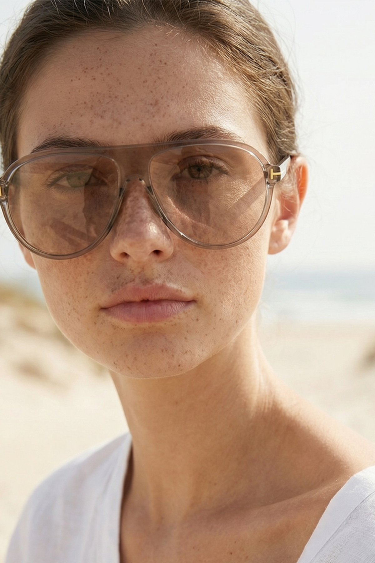 Kapin Slate Damla Retro Pilot Unisex Güneş Gözlüğü - Nude Bej