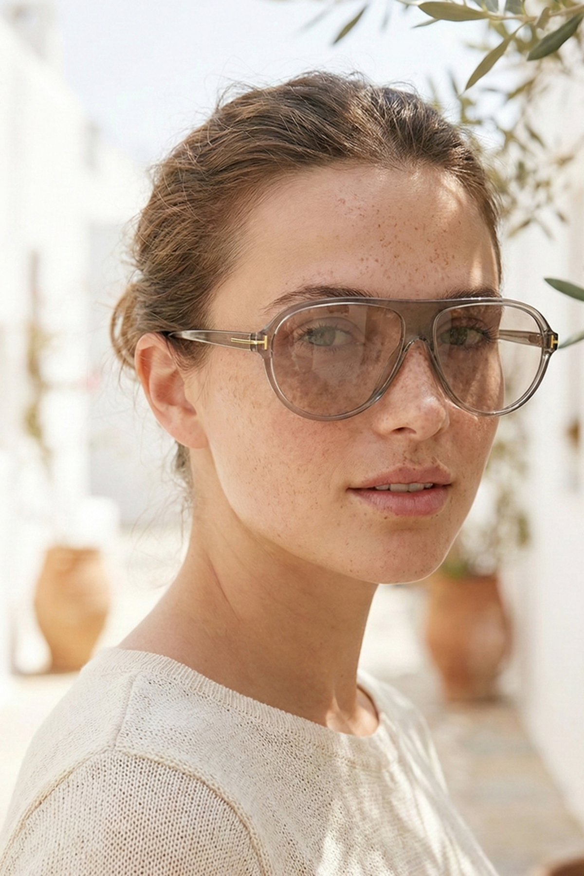 Kapin Slate Damla Retro Pilot Unisex Güneş Gözlüğü - Nude Bej - Görsel 2