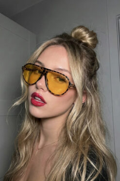 MACERATİ Cenny Unısex Leopar Çerçeveli Turuncu Güneş Gözlüğü