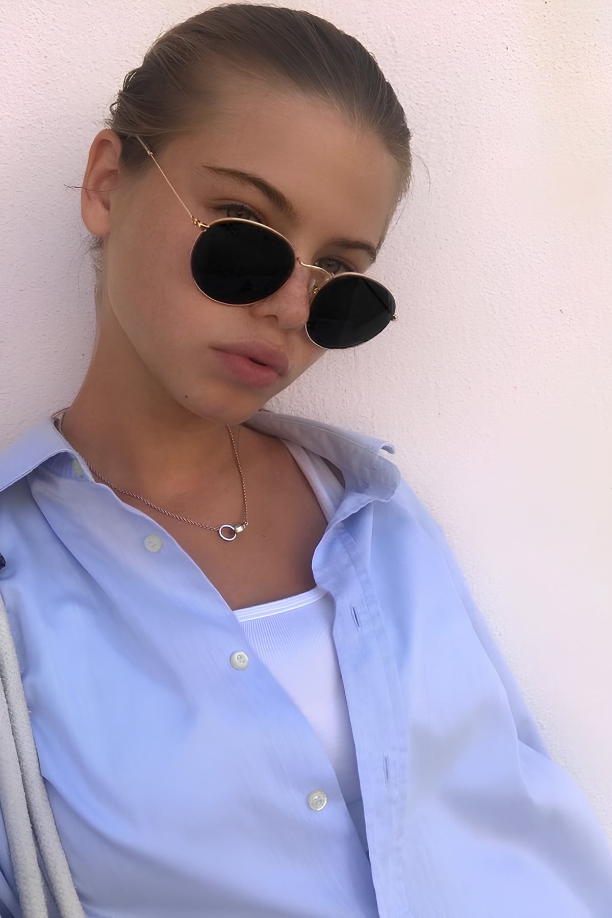 Chunky Frame Unisex Round Gold Siyah Oval Güneş Gözlüğü - Görsel 2