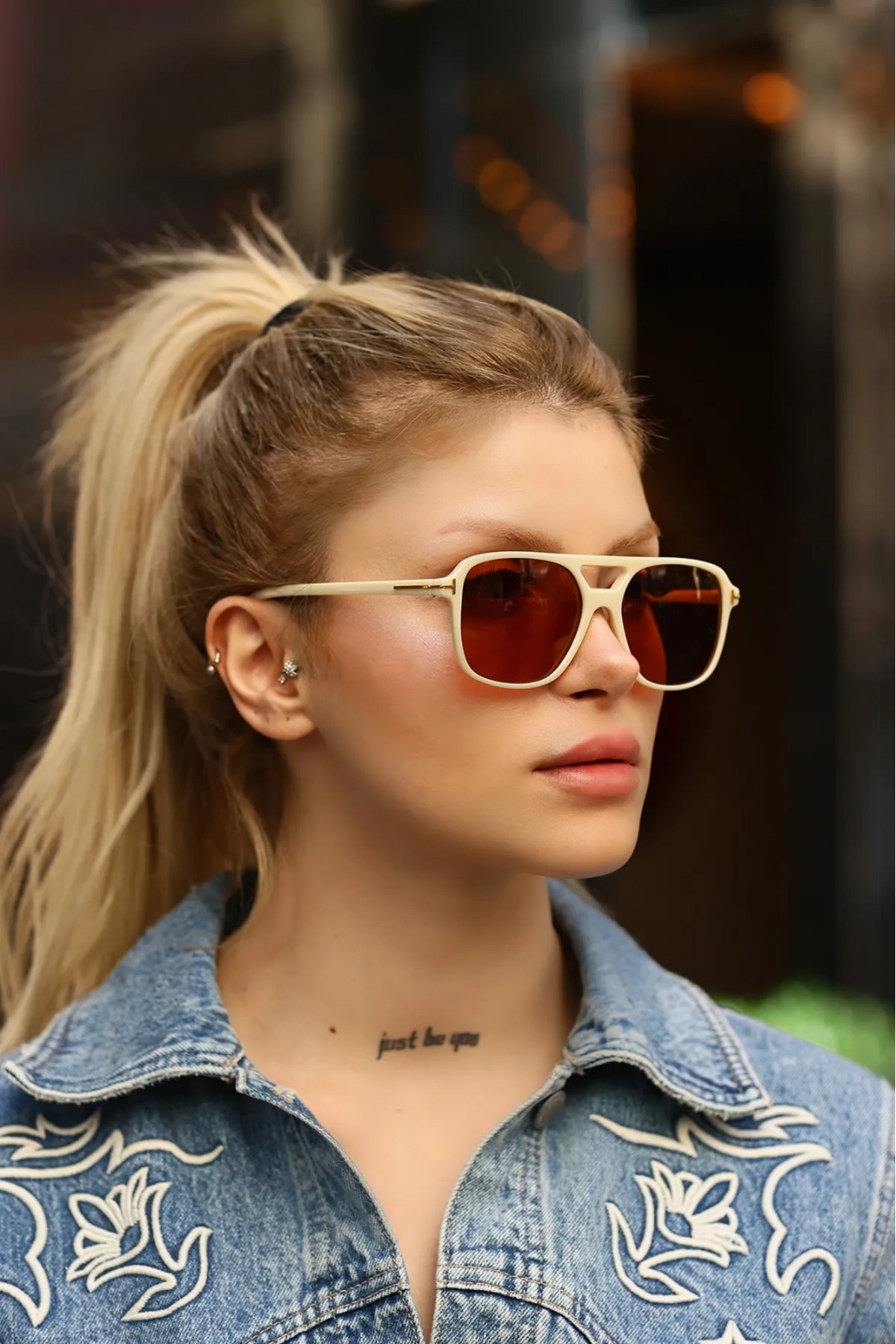 Nilu Moda Handy Krem Kahverengi Güneş Gözlüğü - Görsel 3