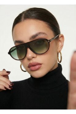 Goldmine Unisex Tina Aviator Güneş Gözlüğü UV400 Kahverengi Yeşil