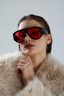 miii Büyük Çerçeveli Ford Siyah Çerçeveli Pembe Camlı Unisex Güneş Gözlüğü Uv Korumalı