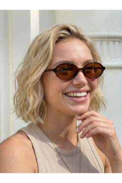 funeyes Miux Kahverengi Trend Oval Güneş Gözlüğü Unisex Pinterest Model Gözlük