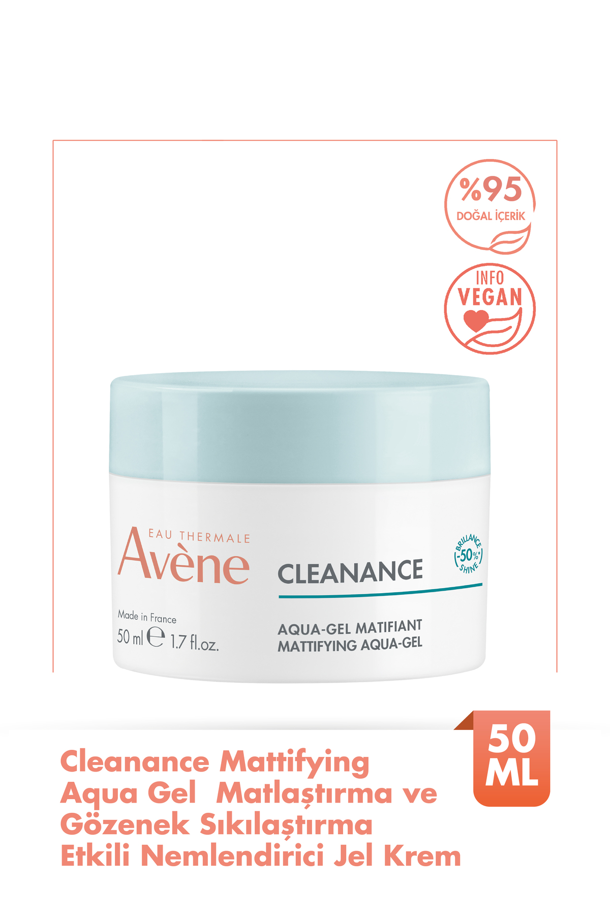 Avene Cleanance Aqua Gel Matlaştırıcı ve Gözenek Sıkılaştırıcı Nemlendirici Jel Krem 50 ml