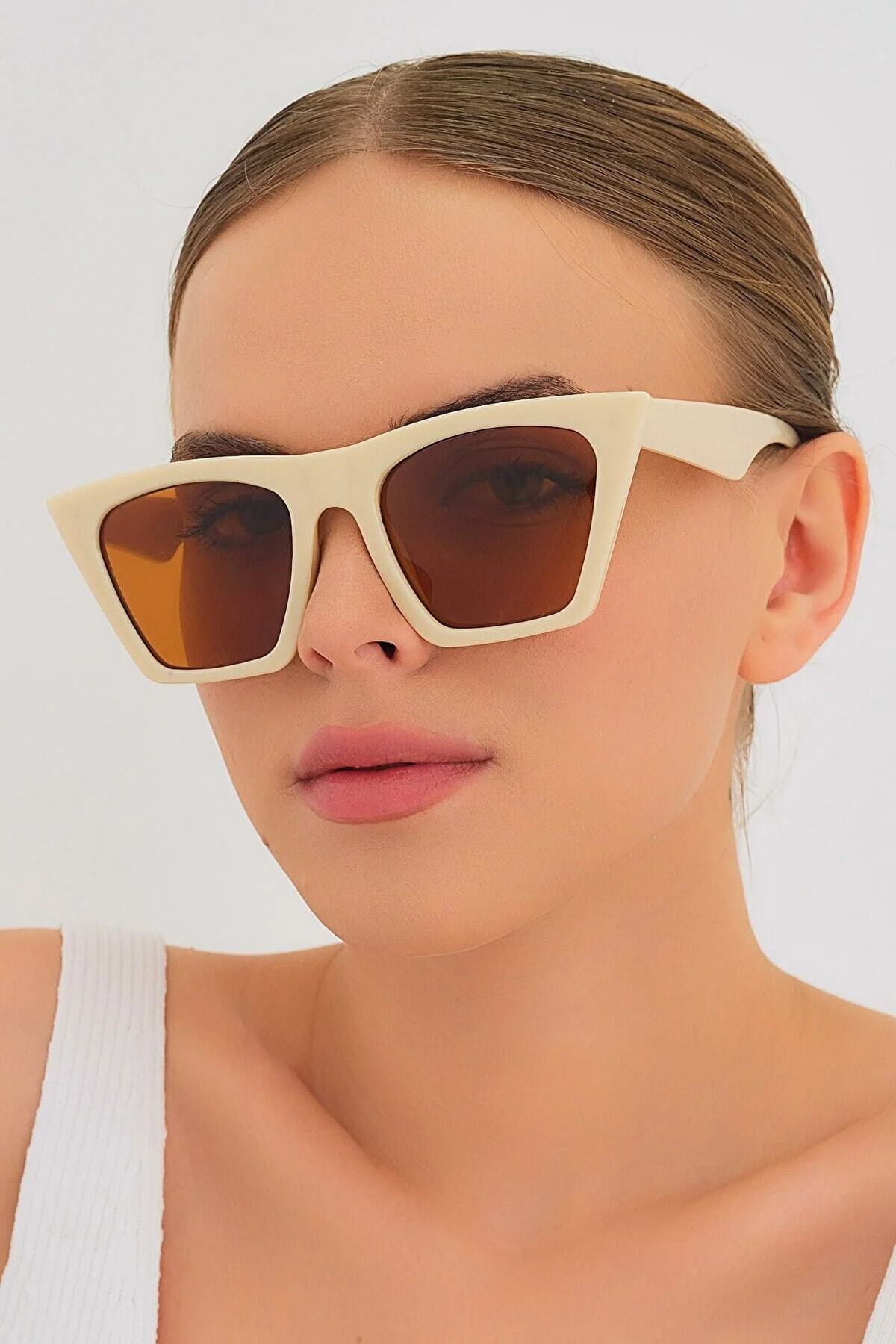 Kinary Kadın Güneş Gözlüğü Krem Cat Eye 1009