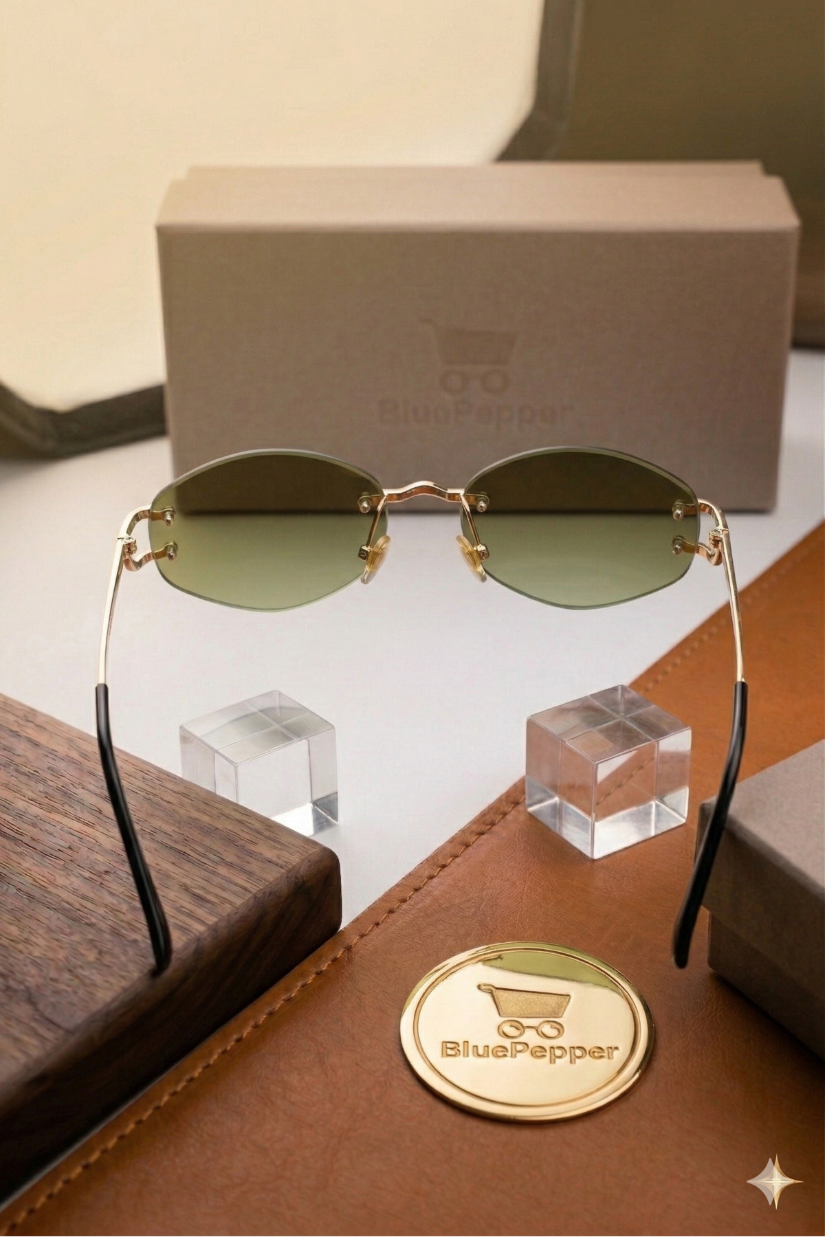 BluePepper CARTEL V2 | Premium Kalite Güneş Gözlüğü Metal Saplı Çerçevesiz Modern Lüks Gözlük - Görsel 3