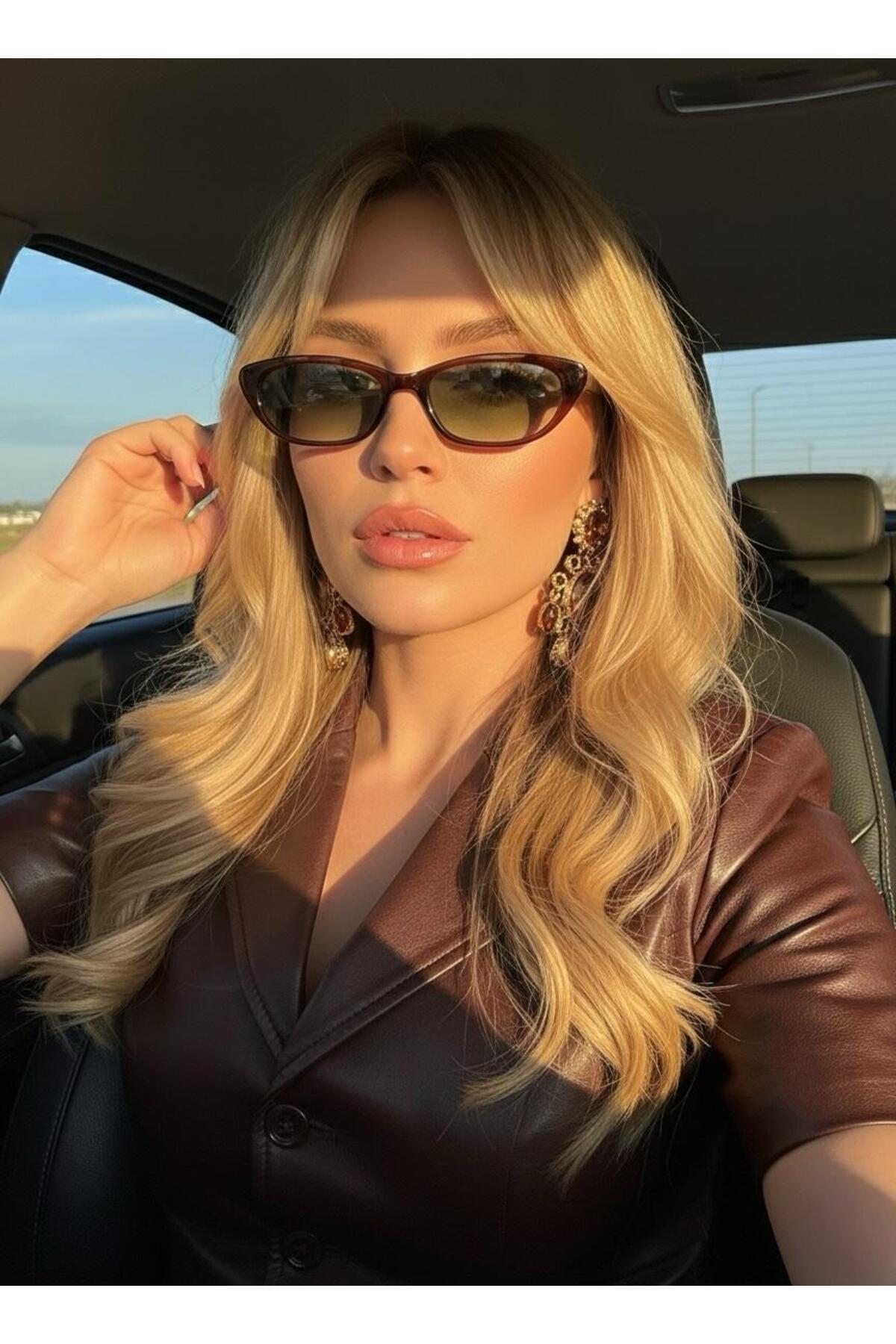 Goldmine Bella Vintage Cat Eye Güneş Gözlüğü Kahverengi Yeşil