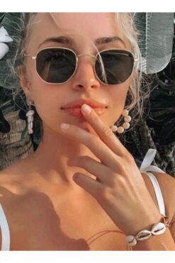 ANDİFLİ Unisex Gold Güneş Gözlüğü Beşgen