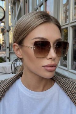 Eyesofia Crystal Dot Kare Kahverengi Degrade Ultra Hafif Uv400 Korumalı Kadın Güneş Gözlüğü