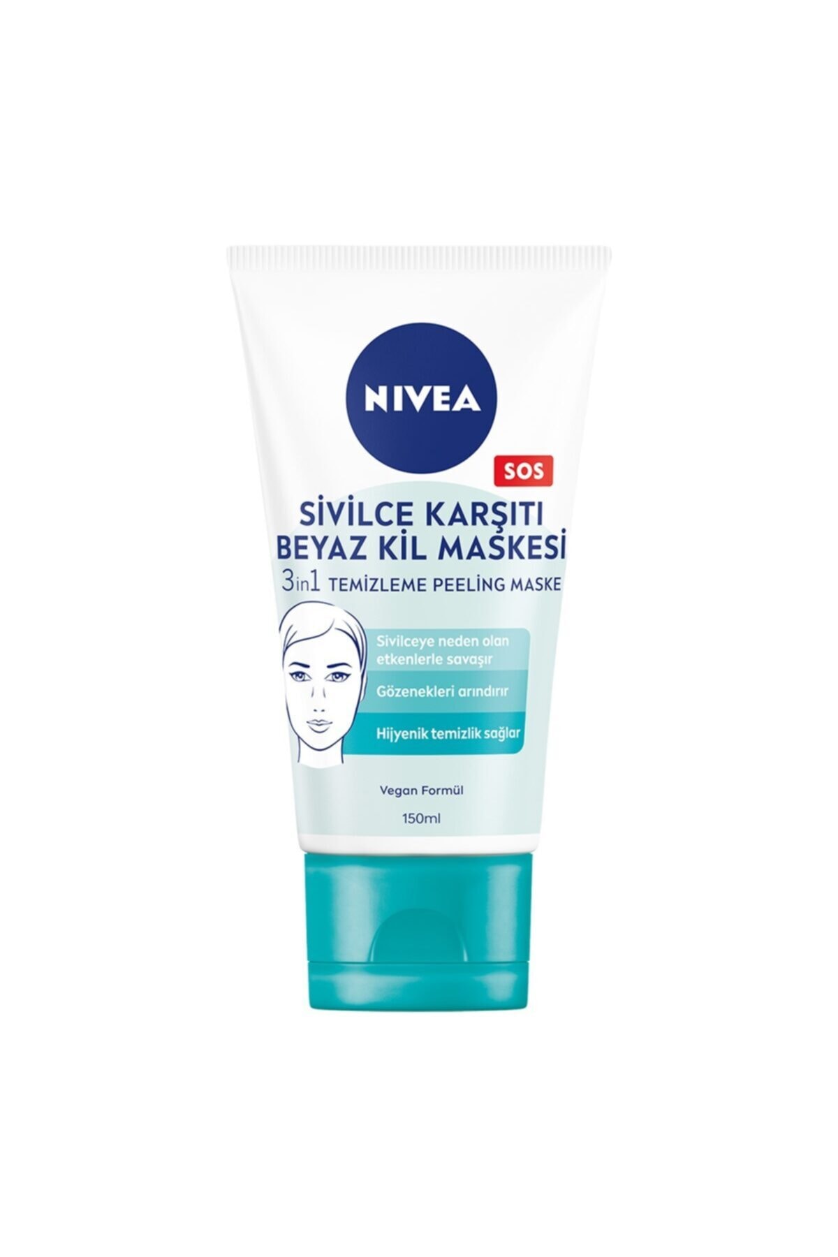 NIVEA Sivilce Karşıtı 3'ü 1 Arada Beyaz Kil Maskesi 150 ml