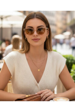 BluePepper Güneş Gözlüğü Soft Renk Trend Model Nude Çerçeve Kahve Cam Renk 53 Ekartman