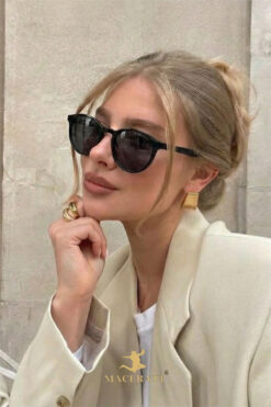 Della Pianto Petta Sevdy Siyah Oval UV400 Filtreli Güneş Gözlüğü