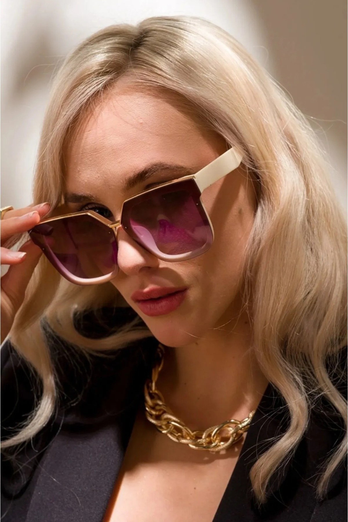 ModaLucci Yeni Sezon Bej Kadın Güneş Gözlüğü - Görsel 2