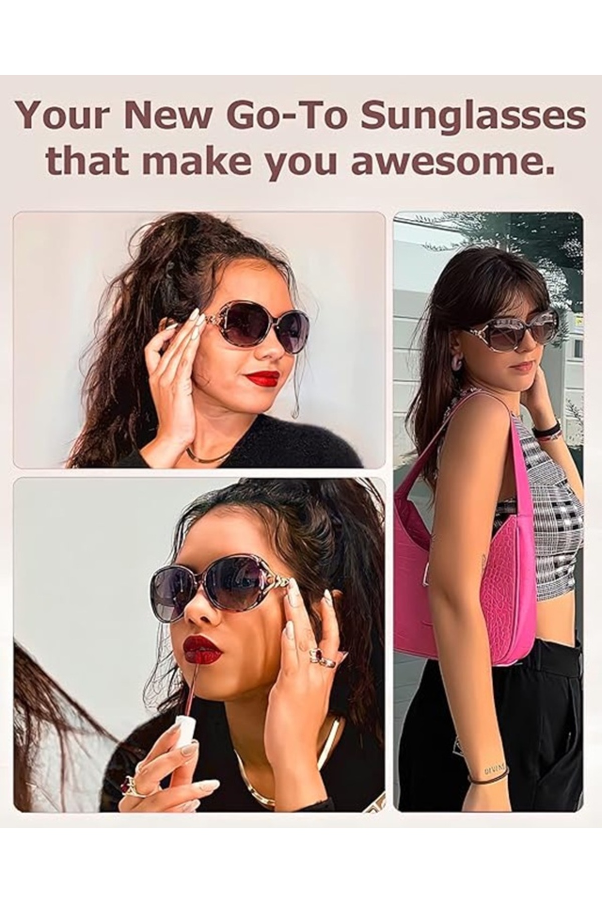 VipDeluXe LVIOE Trendy Polarize Güneş Gözlüğü Kadınlar için Büyük Boy Jackie O Stil UV Koruma LS8842 - Görsel 2