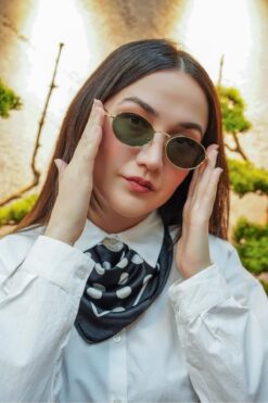 Stil Noktası PRD Yeşil Cam Oval Çerçeve Güneş Gözlüğü