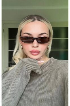 lia accessorize Leopar Çerçeve Kahverengi Cam Vintage Kadın Güneş Gözlüğü