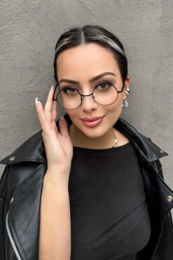 TAKIŞTIR Siyah Renk Şeffaf Yuvarlak Kadın Gözlük