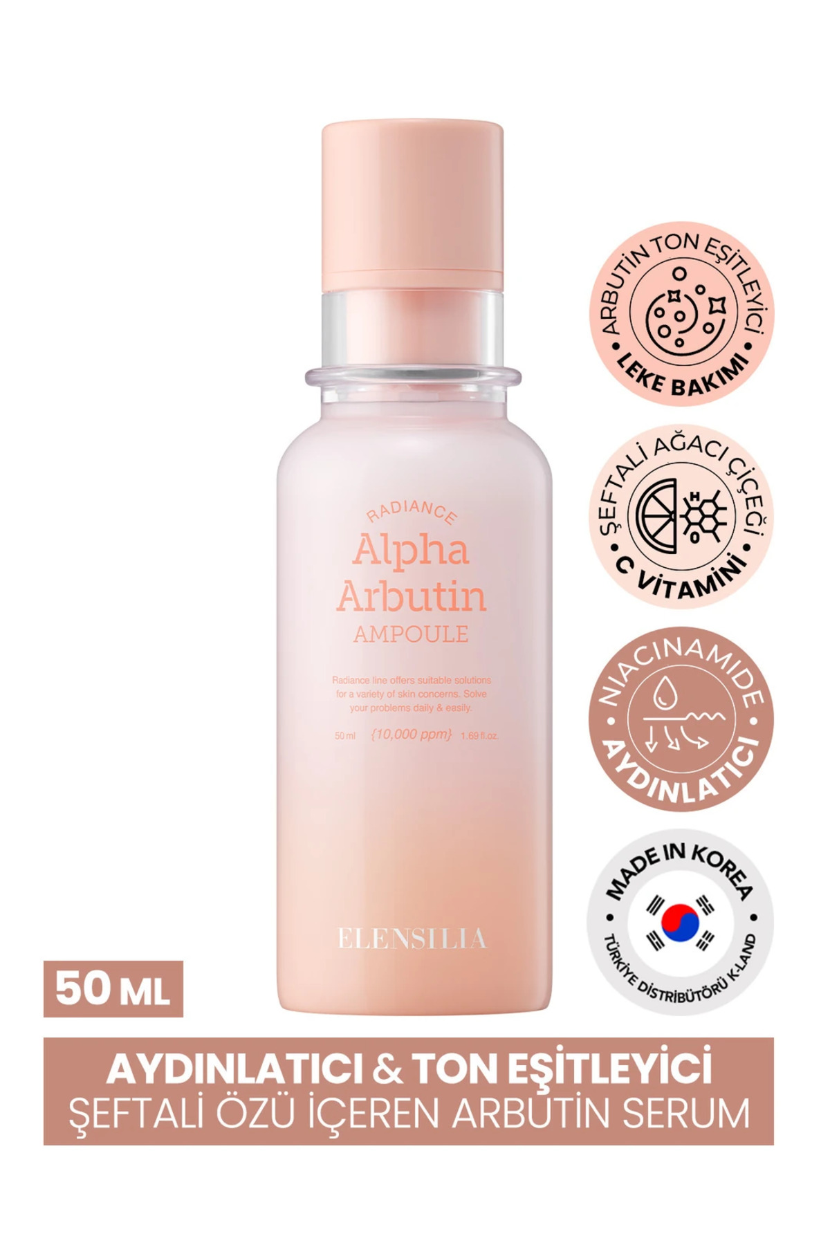 ELENSILIA Aydınlatıcı, Sıkılaştırıcı Arbutin Serum Radiance Alpha Arbutin Ampoule 50ml
