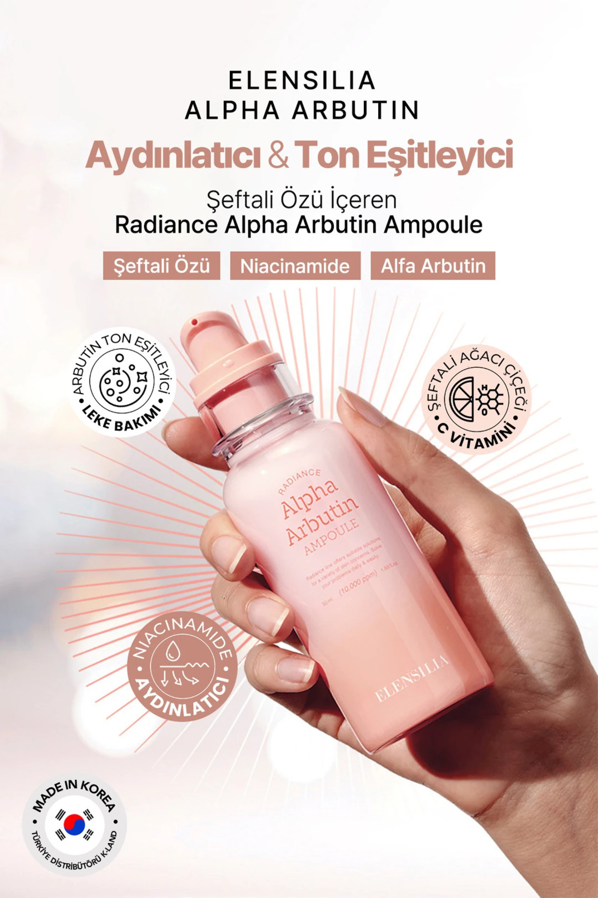 ELENSILIA Aydınlatıcı, Sıkılaştırıcı Arbutin Serum Radiance Alpha Arbutin Ampoule 50ml - Görsel 2