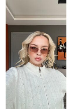 Angel Eyes Kahverengi Cam Leopar Desen Detaylı Dikdörtgen Güneş Gözlüğü