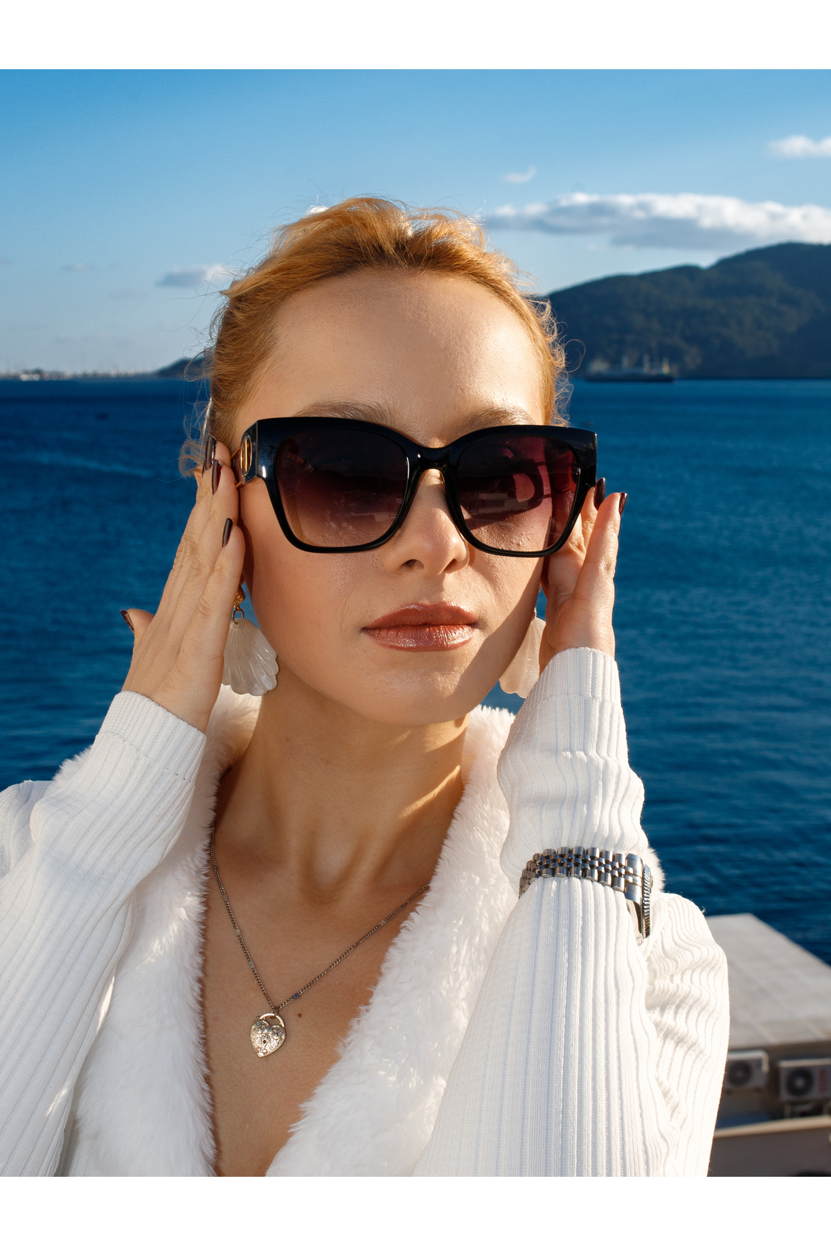 TomyHelf Oversize Siyah Degrade Camlı Kadın Güneş Gözlüğü - Görsel 2