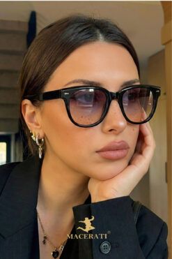 MACERATİ Ovallıs Unısex Siyah Oval Çerçeve Renkli Cam Güneş Gözlüğü