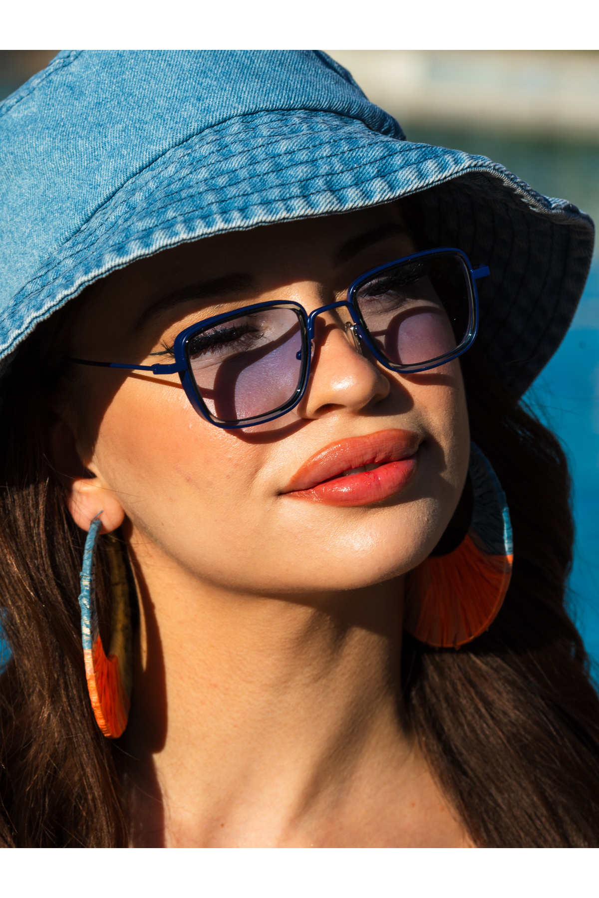 Angel Eyes Small Kare Mavi Çerçeve Mavi Cam Minimal Güneş Gözlüğü Yüksek Kalite Ce Belgesi
