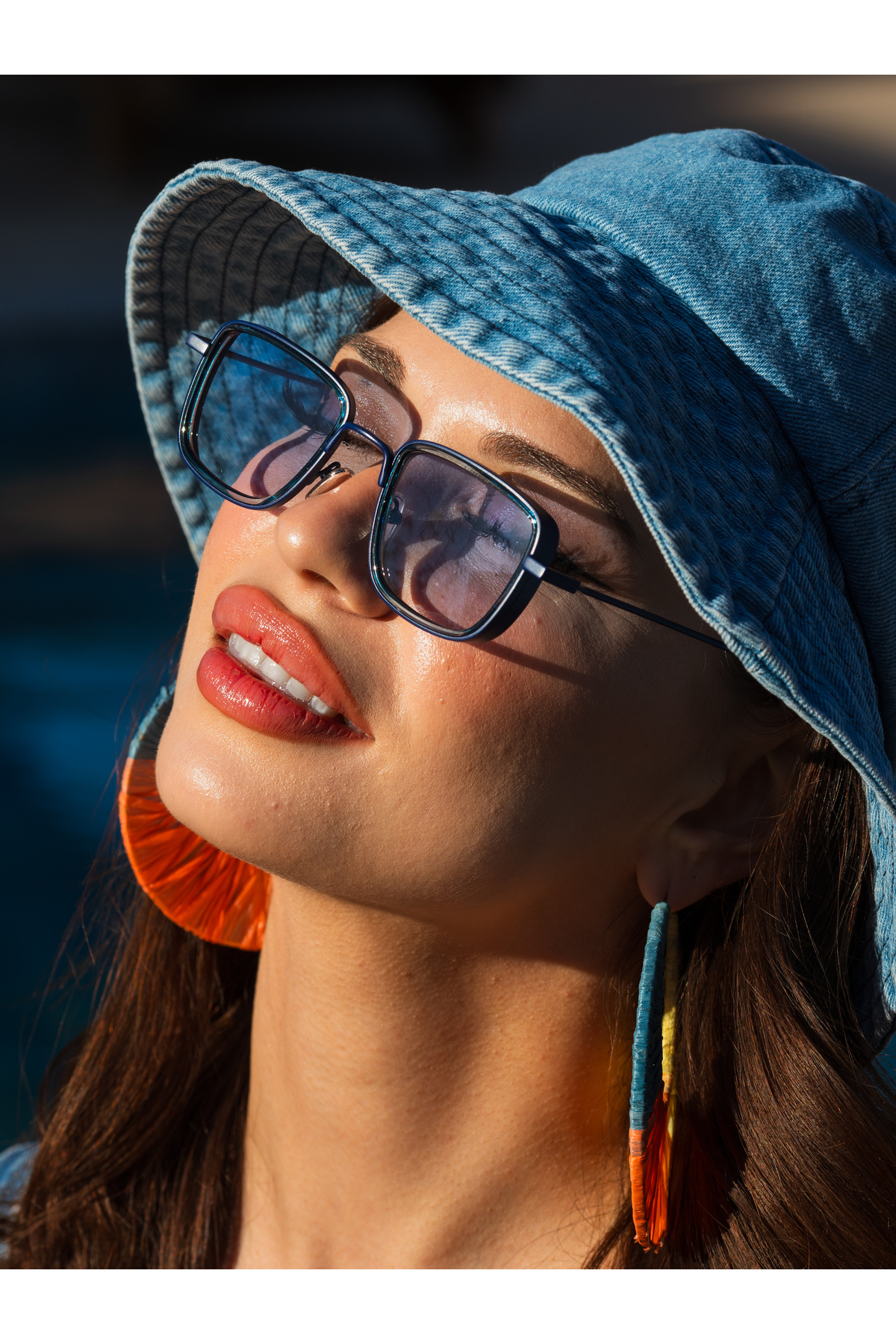 Angel Eyes Small Kare Mavi Çerçeve Mavi Cam Minimal Güneş Gözlüğü Yüksek Kalite Ce Belgesi - Görsel 2