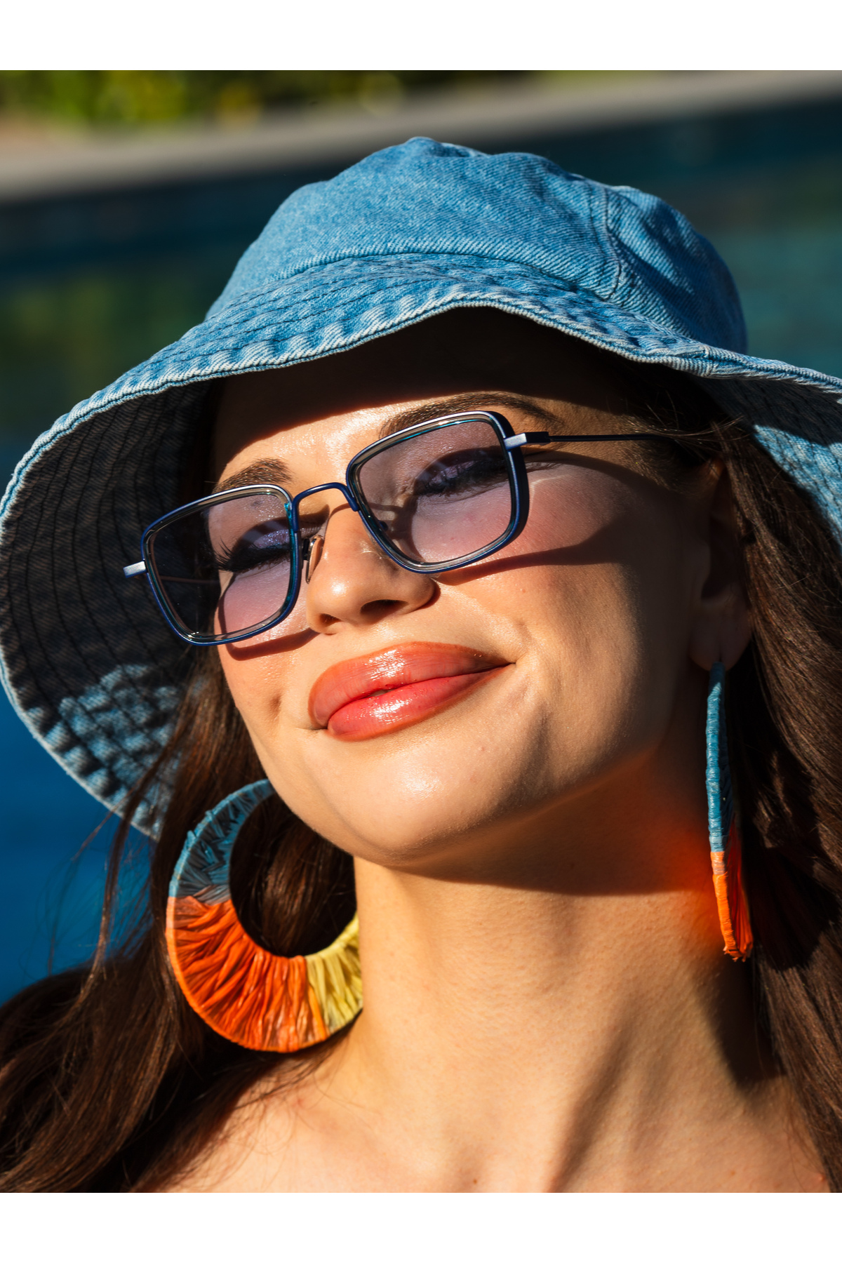 Angel Eyes Small Kare Mavi Çerçeve Mavi Cam Minimal Güneş Gözlüğü Yüksek Kalite Ce Belgesi - Görsel 3