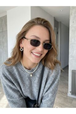 funeyes Valeno Gold Siyah Camlı Dikdörtgen Trend Güneş Gözlüğü