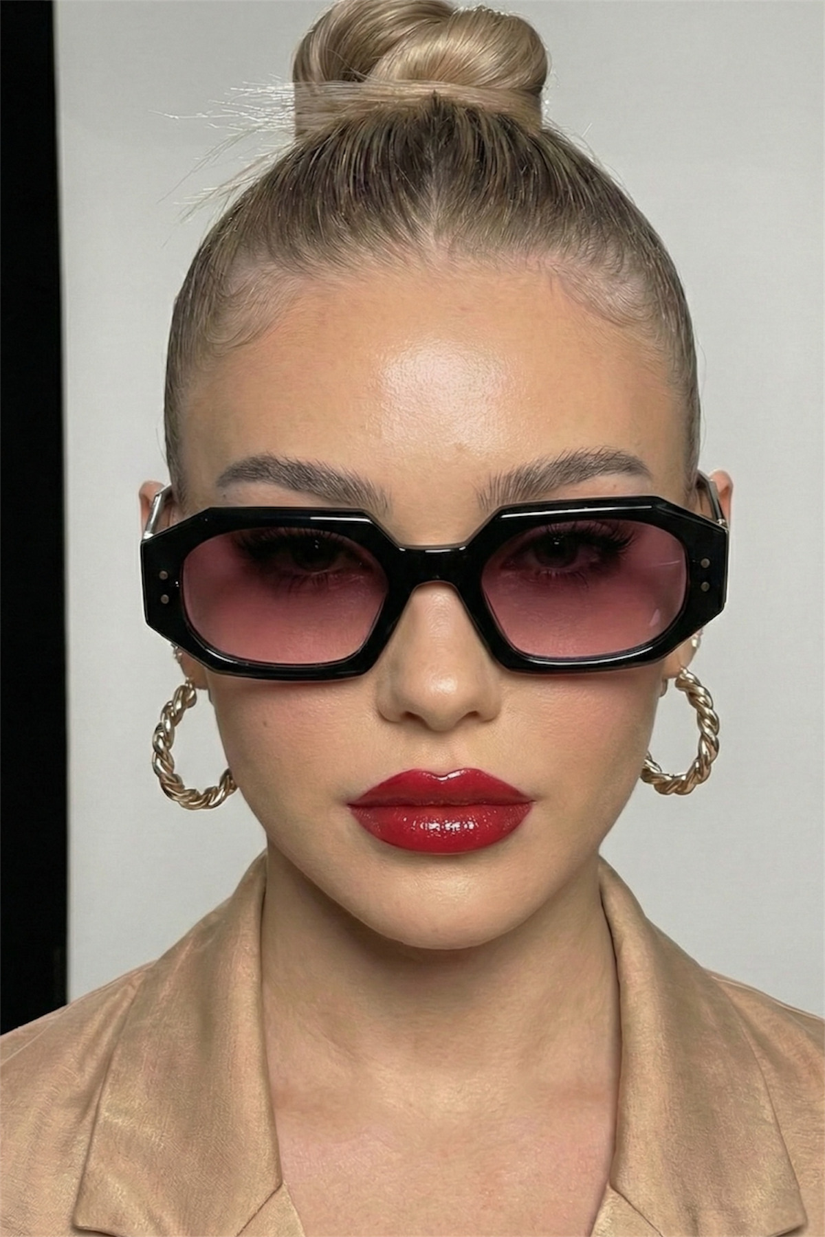 Eyesofia Pintazo Unisex Vintage Siyah Bordo Cam Güneş Gözlüğü