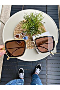 WATCHOFROYAL Güneş Gözlüğü Kadın & Erkek UV400 Cam Orjinal CE Belgeli GOLD-SİYAH EX657