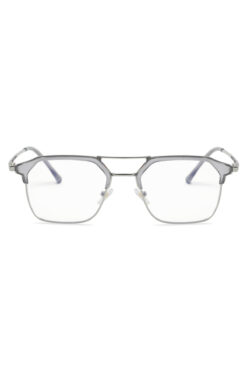 Angel Eyes Gri Şeffaf Metal Çerçeveli Kare Retro Unisex Gözlük Hafif, Modern Tasarım, UV400 Koruma