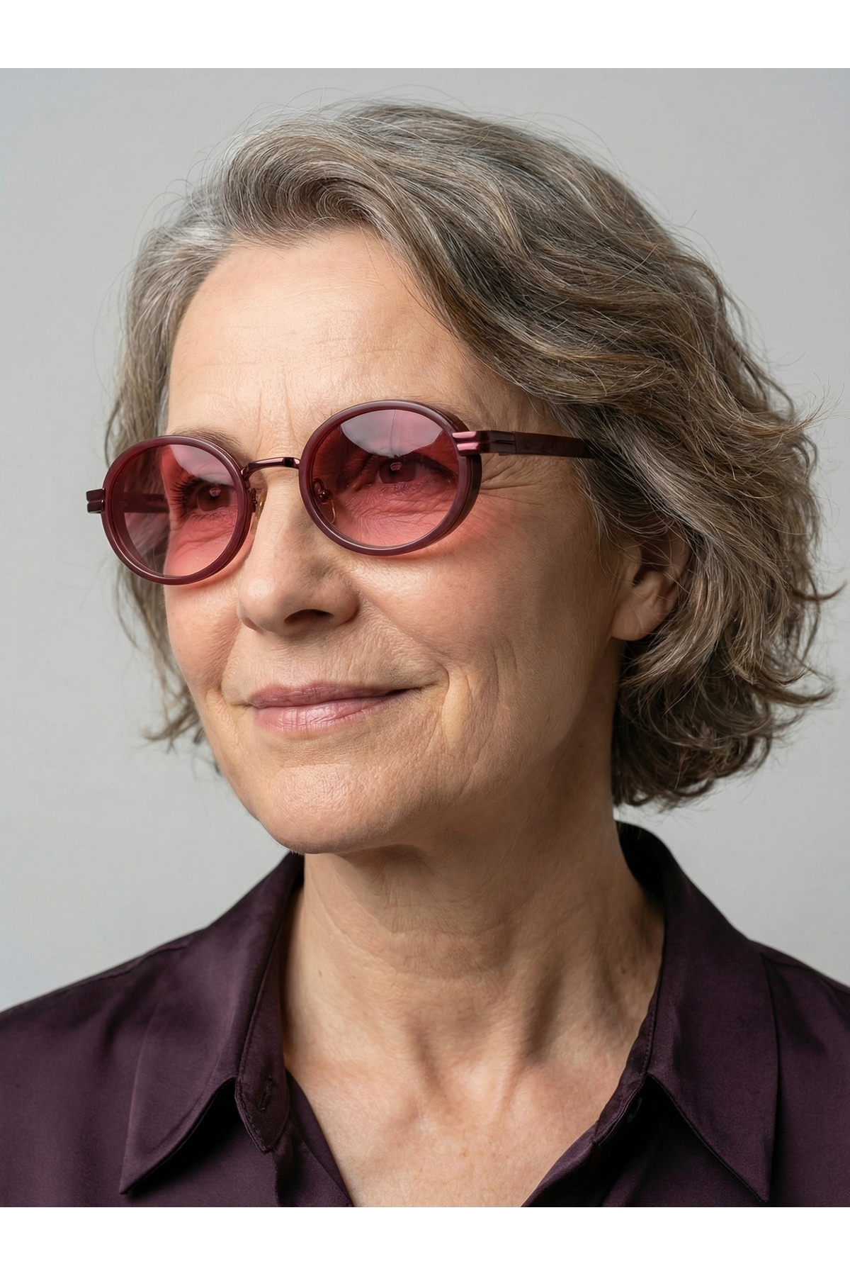 funeyes Max Bordo Oval Metal Elips Küçük Yüzler için Güneş Gözlüğü Premium - Görsel 3