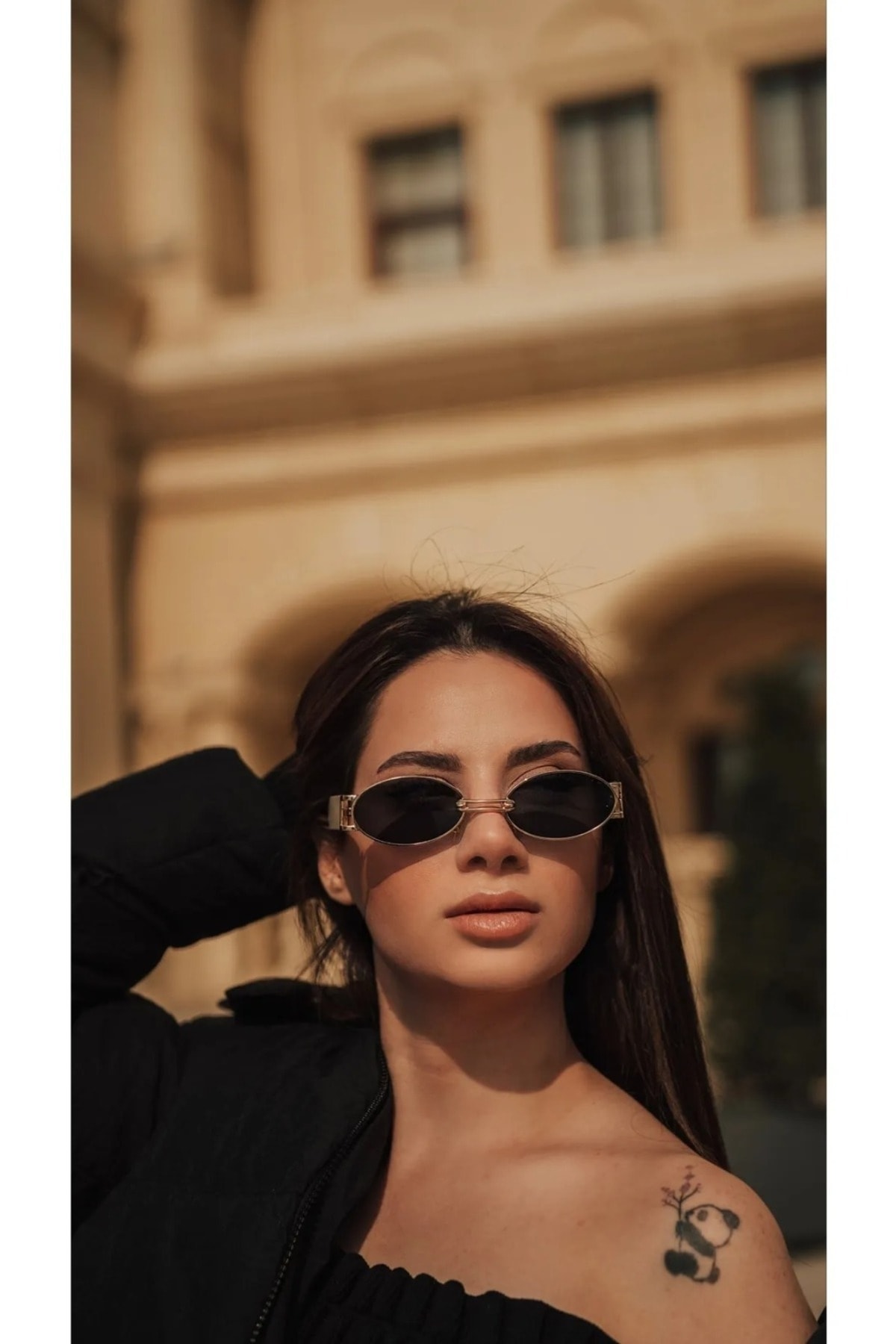 LOOKUP NEW Unisex Kadın Erkek Uv400 Korumalı Siyah Krem Oval Yuvarlak Metal Yeni Sezon Güneş Gözlüğü