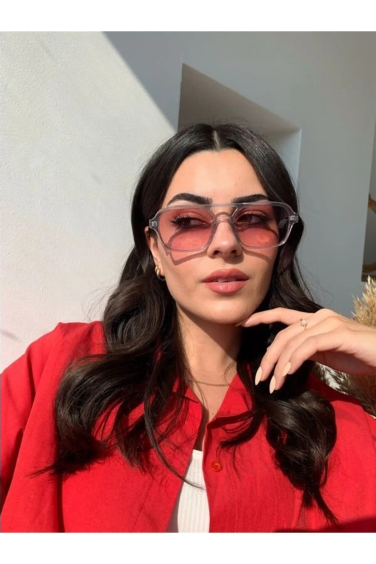 Nilu Moda Yeni Sezon Unisex Pembe Camlı Güneş Gözlüğü