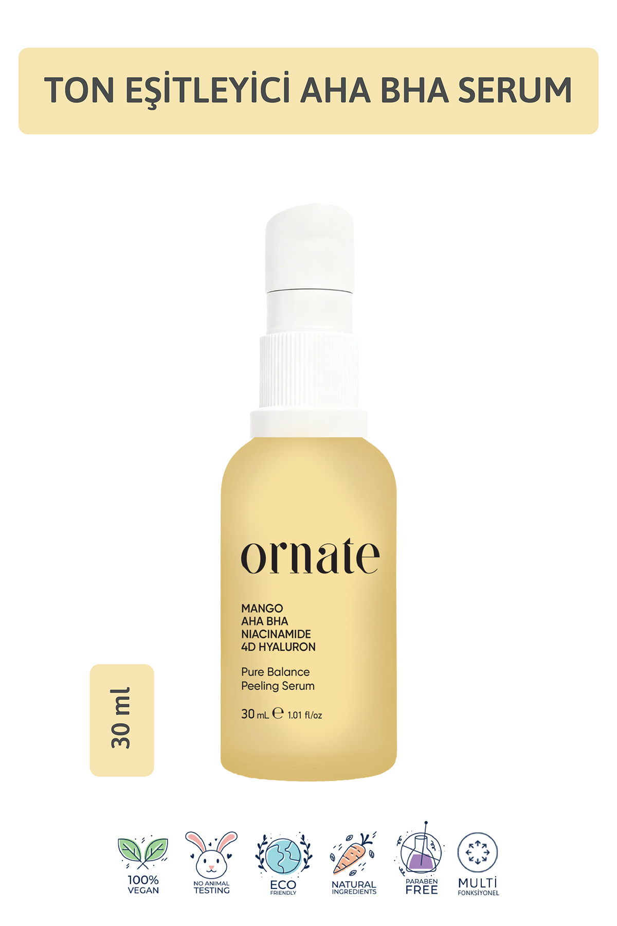 ORNATE Gözenek, Siyah Nokta Ve Karşıtı Ton Eşitleyici Aha Bha, Niacinamide Cilt Bakım Serumu ,