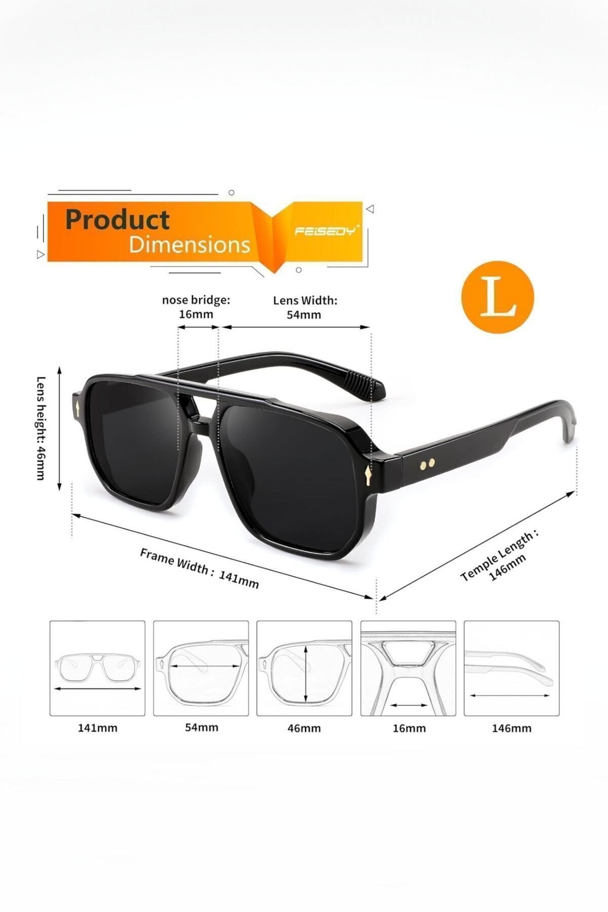 REN EYEWEAR SHANE SİYAH KLASİK PİLOT MODEL ÇERÇEVELİ GÜNEŞ GÖZLÜĞÜ UNİSEX - Görsel 3