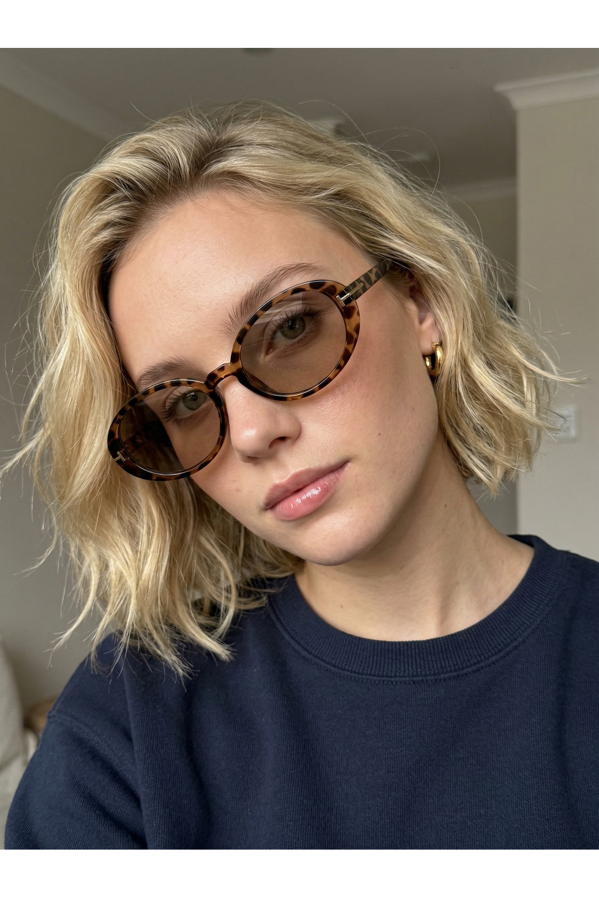 VEGA EYEWEAR Lille Oval Elips Leopar desenli kahverengi Trend Model Güneş Gözlüşü 58 18 145