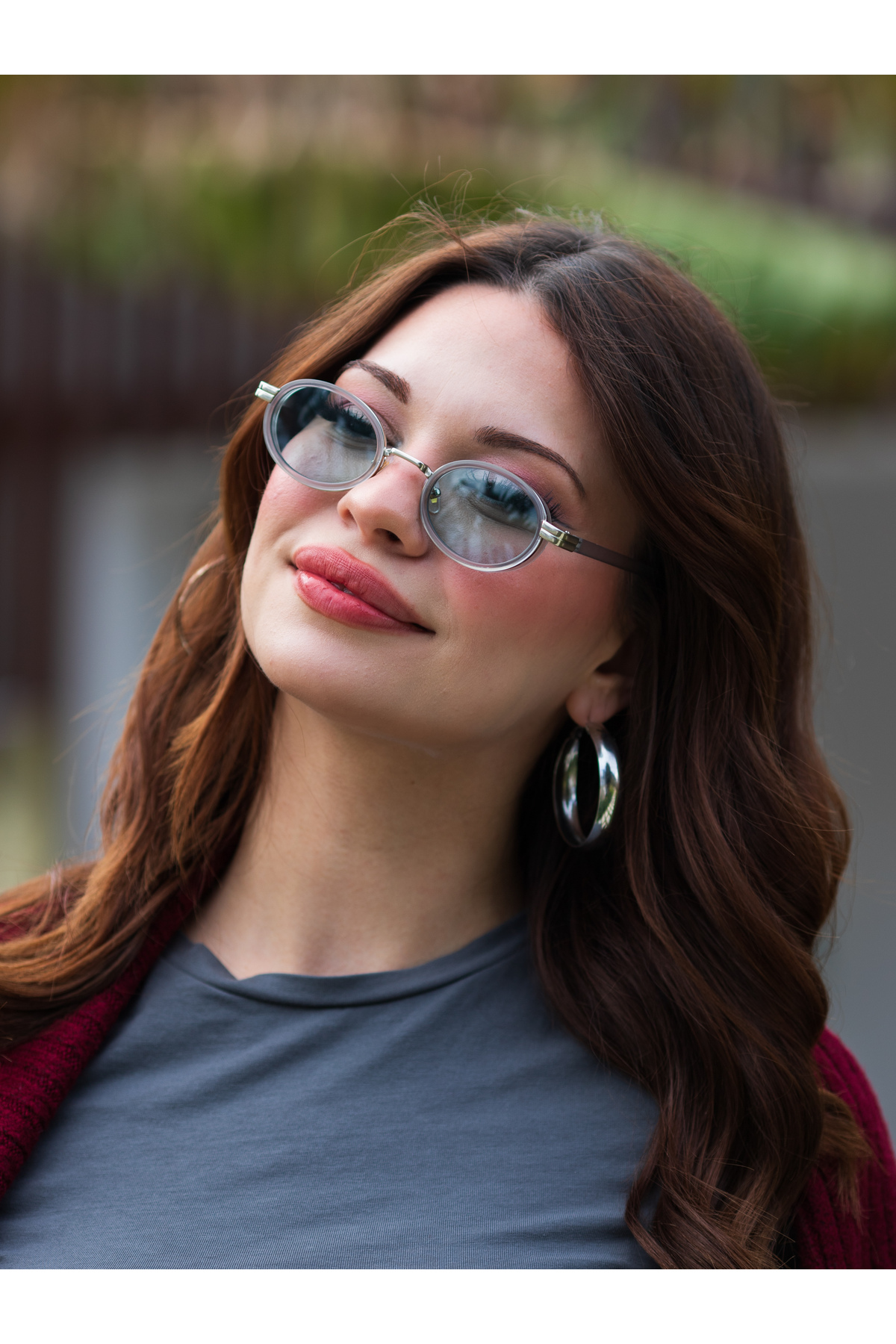 Angel Eyes Oval Tasarım Şeffaf Çerçeve Yeşil Cam Small Güneş Gözlüğü