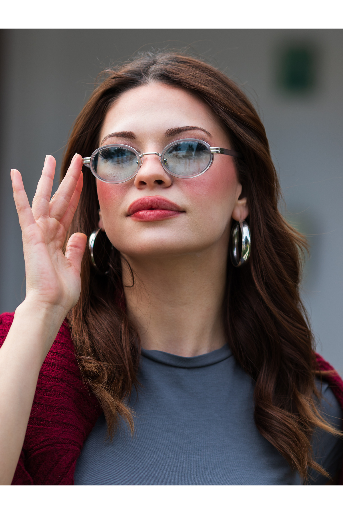 Angel Eyes Oval Tasarım Şeffaf Çerçeve Yeşil Cam Small Güneş Gözlüğü - Görsel 3