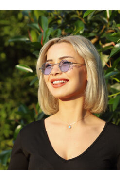 Angel Eyes Kadın Güneş Gözlüğü Yuvarlak Tasarım Gümüş Çerçeve Mavi Cam