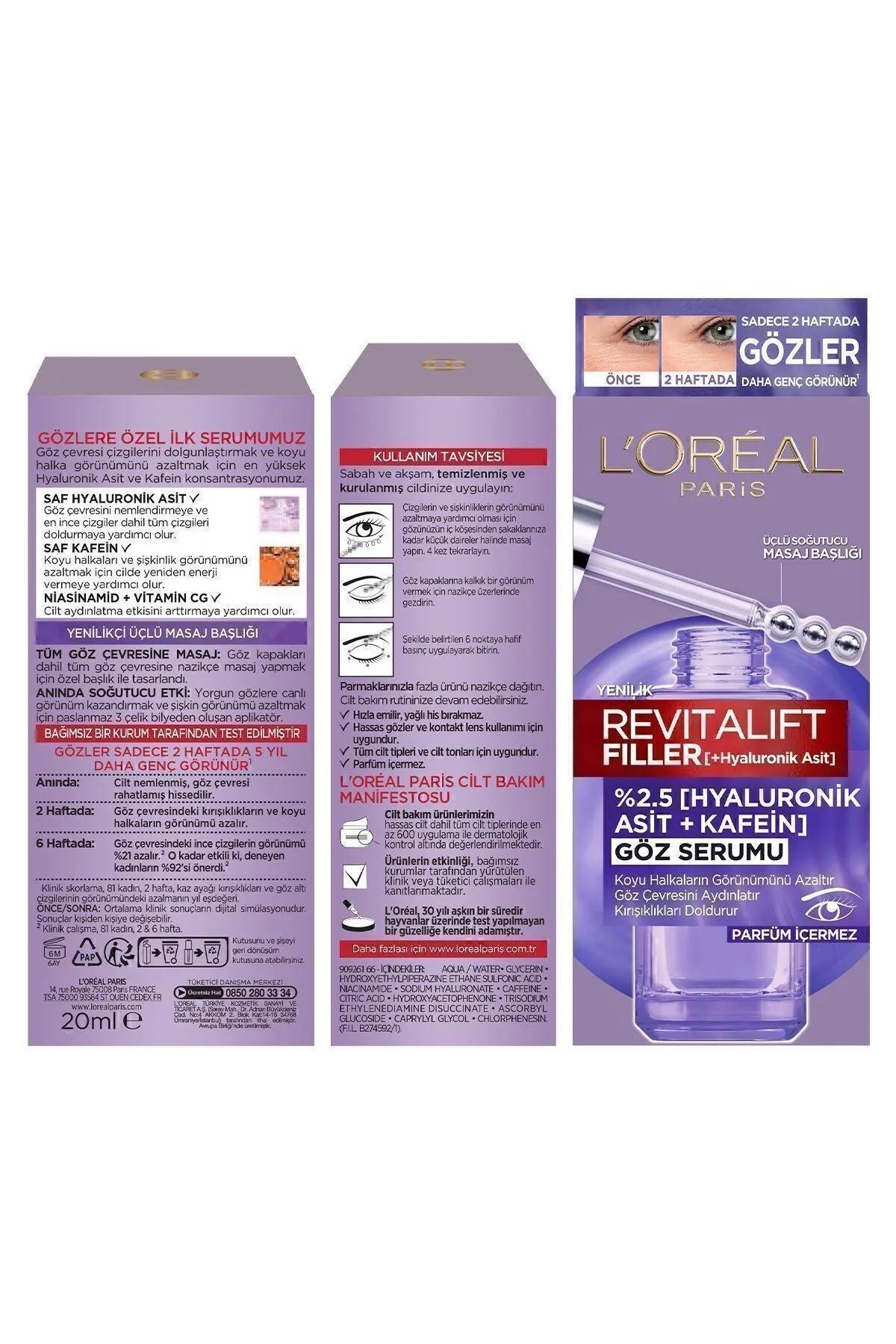 L'Oreal Paris Revitalift Filler Göz Çevresini Aydınlatıcı, Koyu Halka Görünümünü Azaltan Göz Serumu - Görsel 3