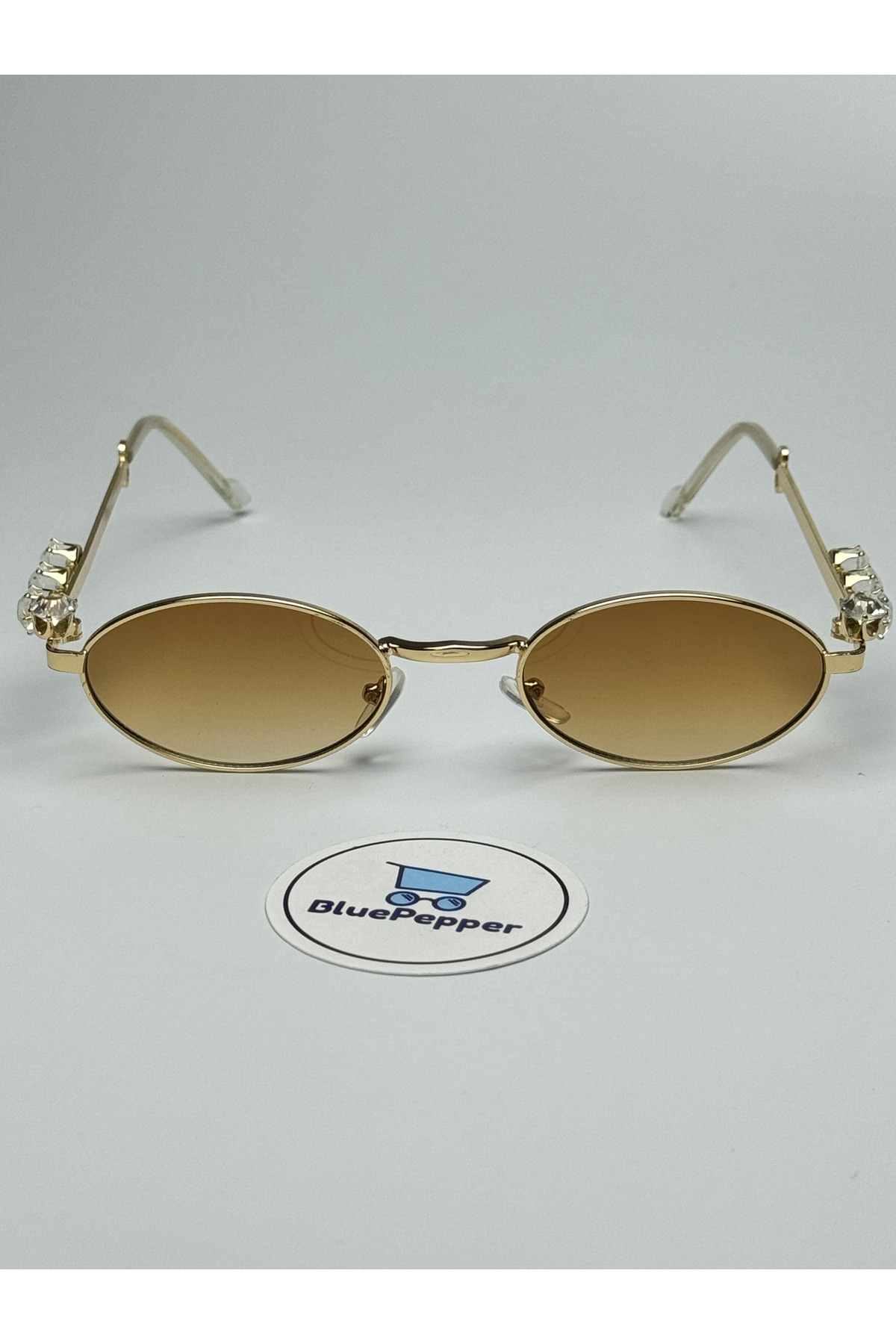 BluePepper DIAMOND KAHVE GÜNEŞ GÖZLÜĞÜ Oval Gold Çerçeve 50 ekartman - Görsel 2
