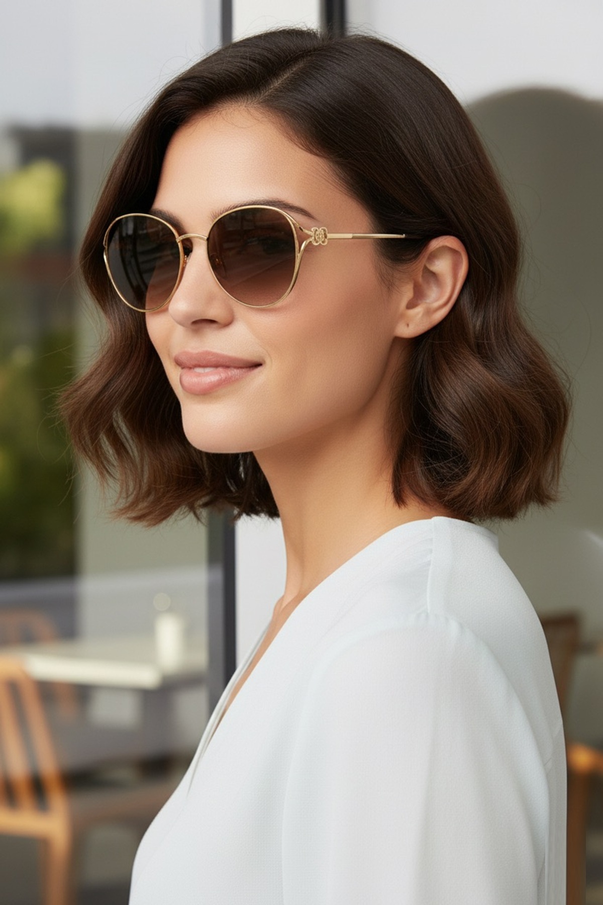 Daniel Klein Kahverengi Gold Grace Round Premium Kadın Güneş Gözlüğü