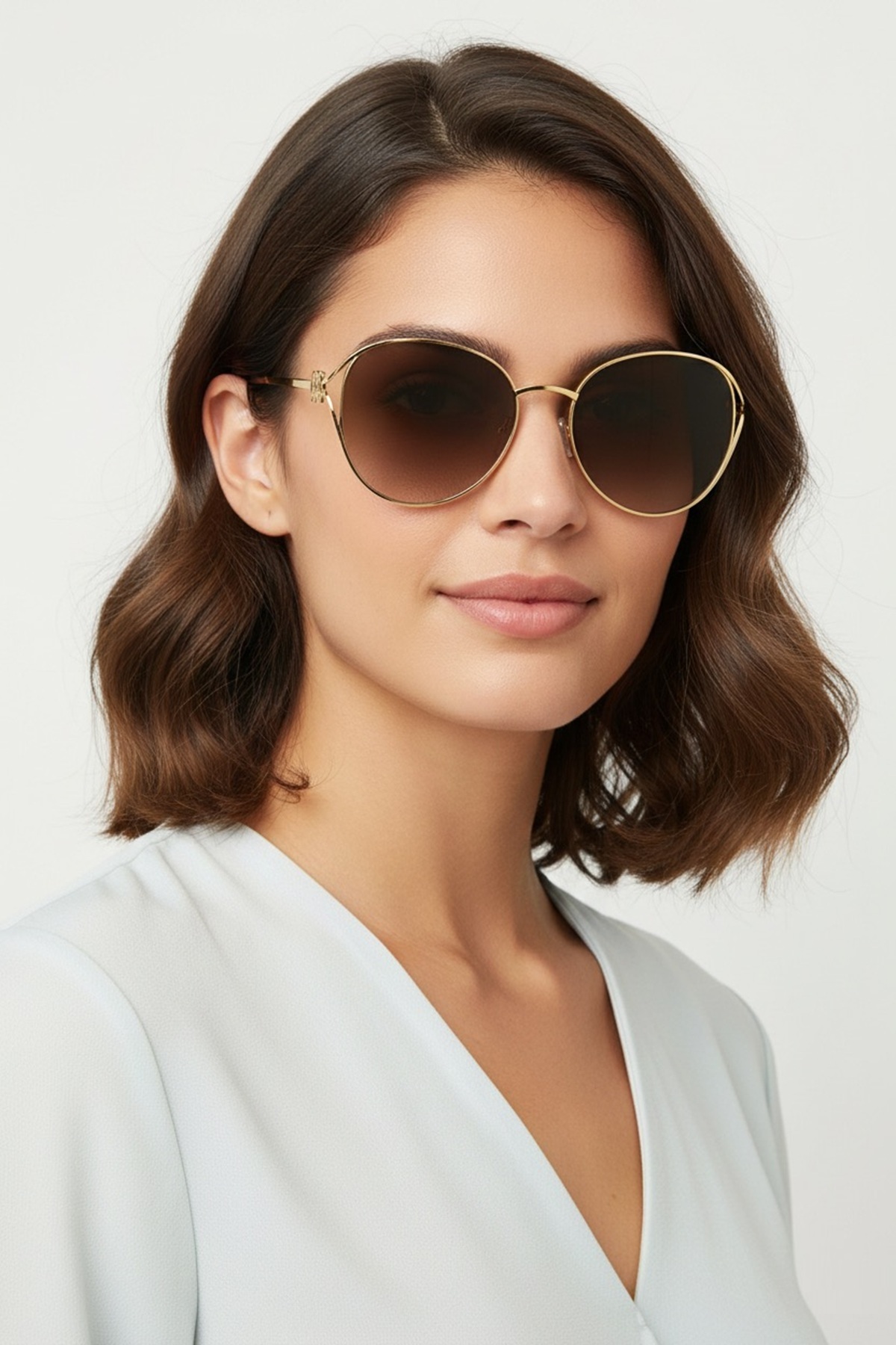 Daniel Klein Kahverengi Gold Grace Round Premium Kadın Güneş Gözlüğü - Görsel 3