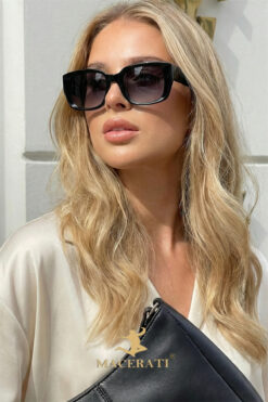 MACERATİ Vintage Model Baklava Desen Detaylı Siyah Unisex Güneş Gözlüğü